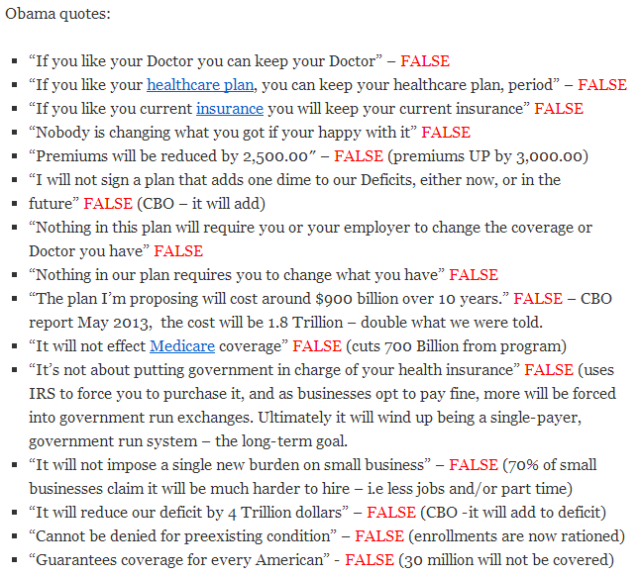 Obama ACA lies